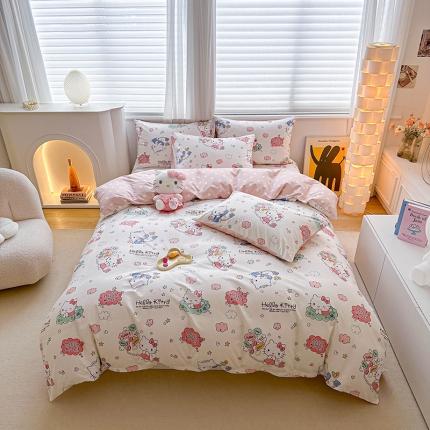 91家纺网 家纺一手货源 找家纺 （总）爱丽丝 2024新款KT猫 三丽鸥全棉四件套套件系列