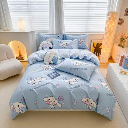 91家纺网 家纺一手货源 找家纺 爱丽丝 2024新款KT猫 三丽鸥全棉四件套套件系列 甜品玉桂狗