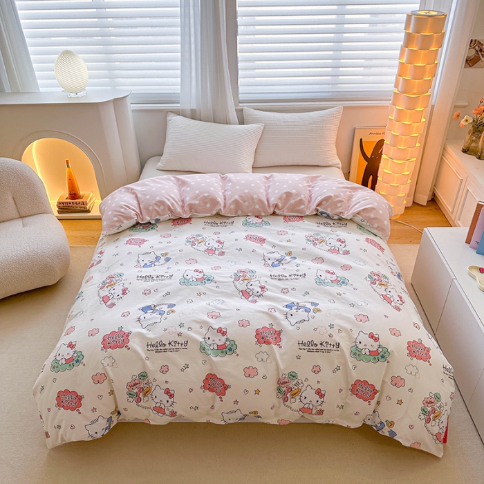 91家纺网 家纺一手货源 找家纺 （总）爱丽丝 2024新款KT猫 三丽鸥全棉四件套套件系列