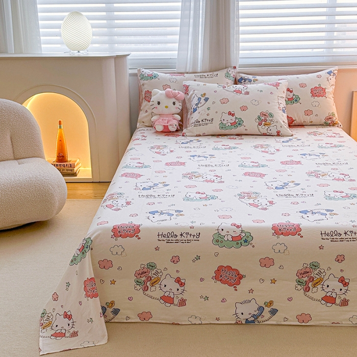 91家纺网 家纺一手货源 找家纺 （总）爱丽丝 2024新款KT猫 三丽鸥全棉四件套套件系列