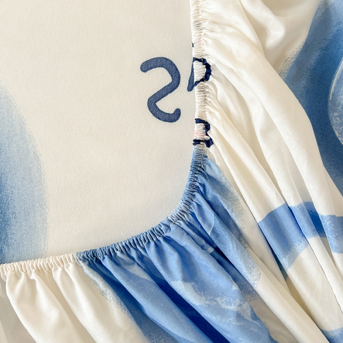 91家纺网 家纺一手货源 找家纺 卡斯诺 2023新款简约亲肤印花芦荟棉单床笠 爱心熊