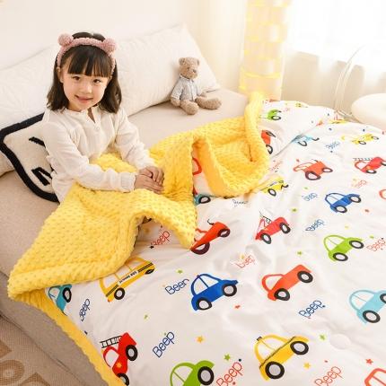 91家纺网 家纺一手货源 找家纺 十九色 2024新款双人全棉夹棉安抚豆豆毯豆豆被 汽车嘟嘟