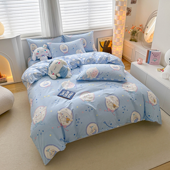 91家纺网 家纺一手货源 找家纺 爱丽丝 2024新款KT猫 三丽鸥全棉四件套套件系列 玉桂狗