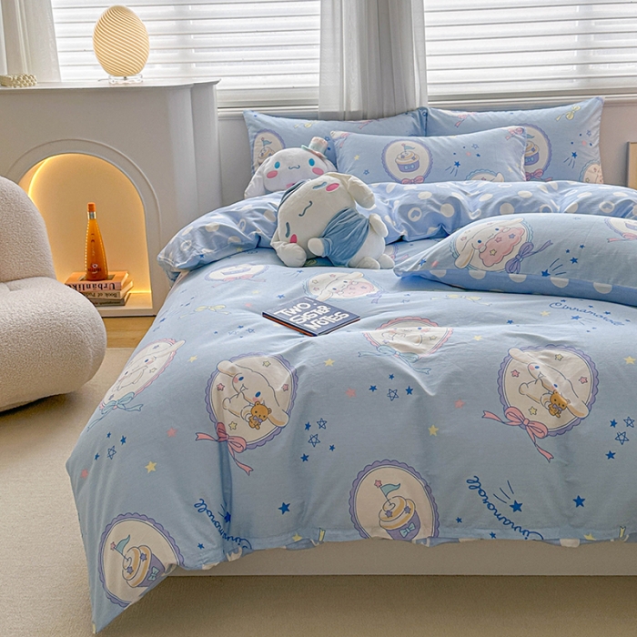 91家纺网 家纺一手货源 找家纺 爱丽丝 2024新款KT猫 三丽鸥全棉四件套套件系列 玉桂狗