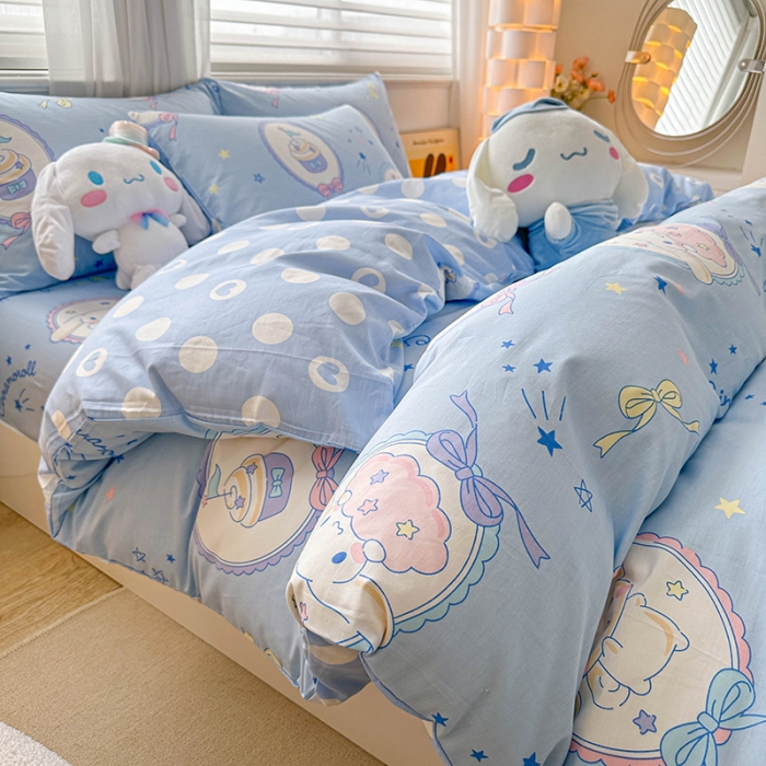 91家纺网 家纺一手货源 找家纺 爱丽丝 2024新款KT猫 三丽鸥全棉四件套套件系列 玉桂狗