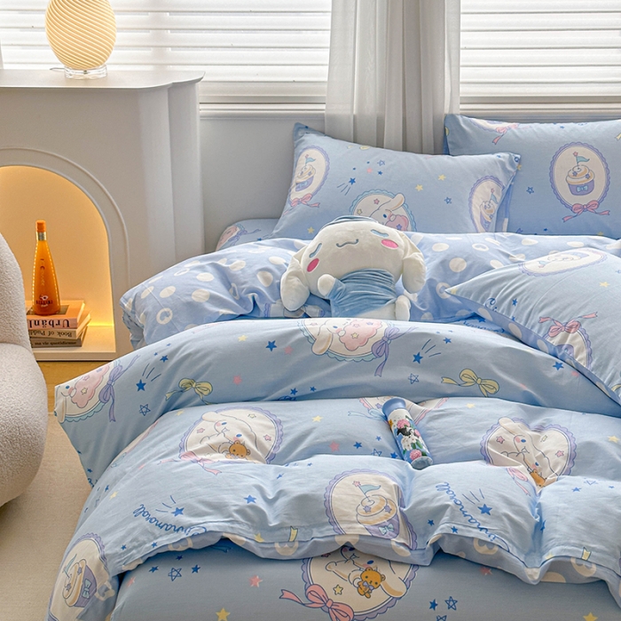 91家纺网 家纺一手货源 找家纺 爱丽丝 2024新款KT猫 三丽鸥全棉四件套套件系列 玉桂狗