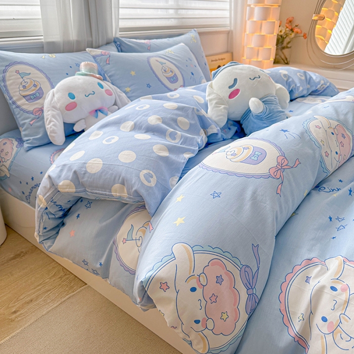 91家纺网 家纺一手货源 找家纺 爱丽丝 2024新款KT猫 三丽鸥全棉四件套套件系列 玉桂狗