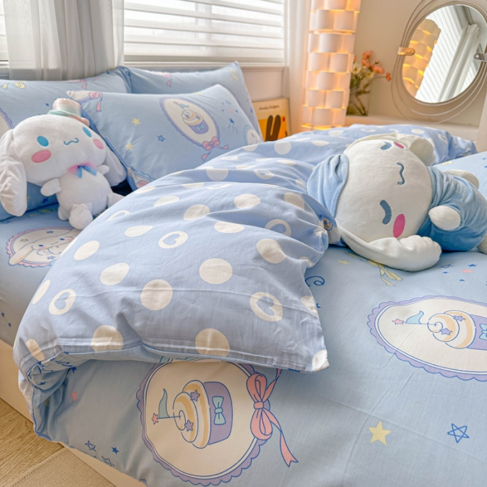 91家纺网 家纺一手货源 找家纺 爱丽丝 2024新款KT猫 三丽鸥全棉四件套套件系列 玉桂狗