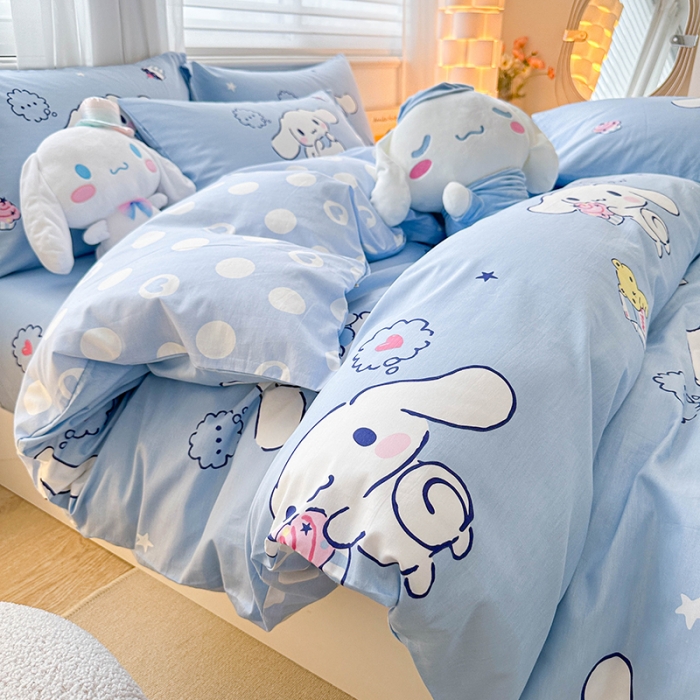 91家纺网 家纺一手货源 找家纺 爱丽丝 2024新款KT猫 三丽鸥全棉四件套套件系列 甜品玉桂狗