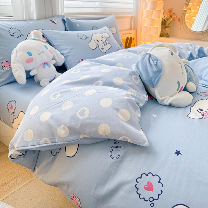 91家纺网 家纺一手货源 找家纺 爱丽丝 2024新款KT猫 三丽鸥全棉四件套套件系列 甜品玉桂狗