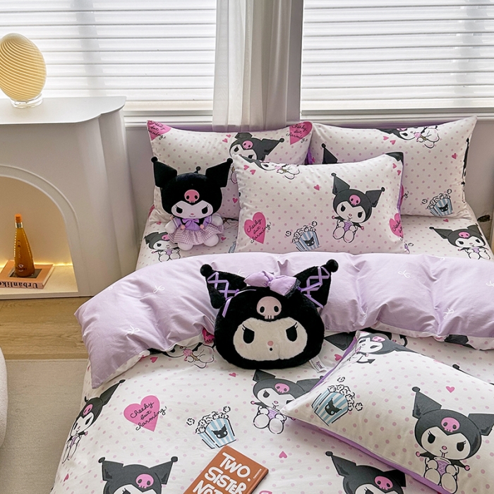 91家纺网 家纺一手货源 找家纺 爱丽丝 2024新款KT猫 三丽鸥全棉四件套套件系列 甜筒库洛米