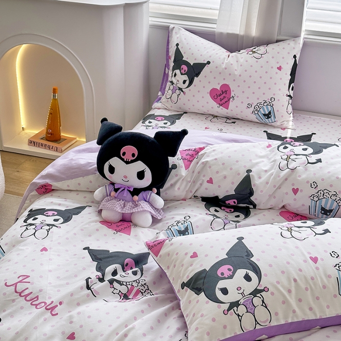 91家纺网 家纺一手货源 找家纺 爱丽丝 2024新款KT猫 三丽鸥全棉四件套套件系列 甜筒库洛米