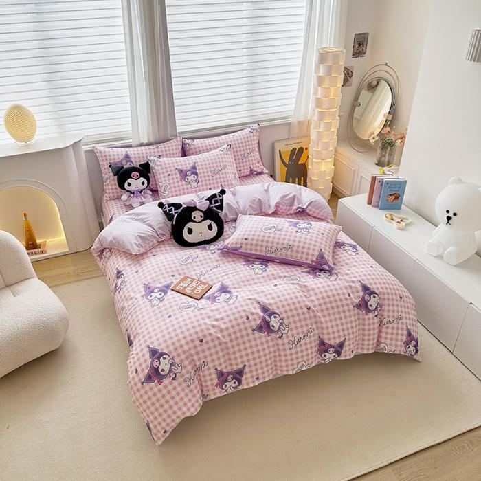 91家纺网 家纺一手货源 找家纺 爱丽丝 2024新款KT猫 三丽鸥全棉四件套套件系列 萌妞