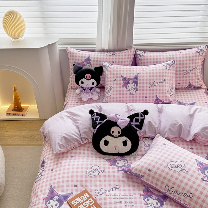 91家纺网 家纺一手货源 找家纺 爱丽丝 2024新款KT猫 三丽鸥全棉四件套套件系列 萌妞