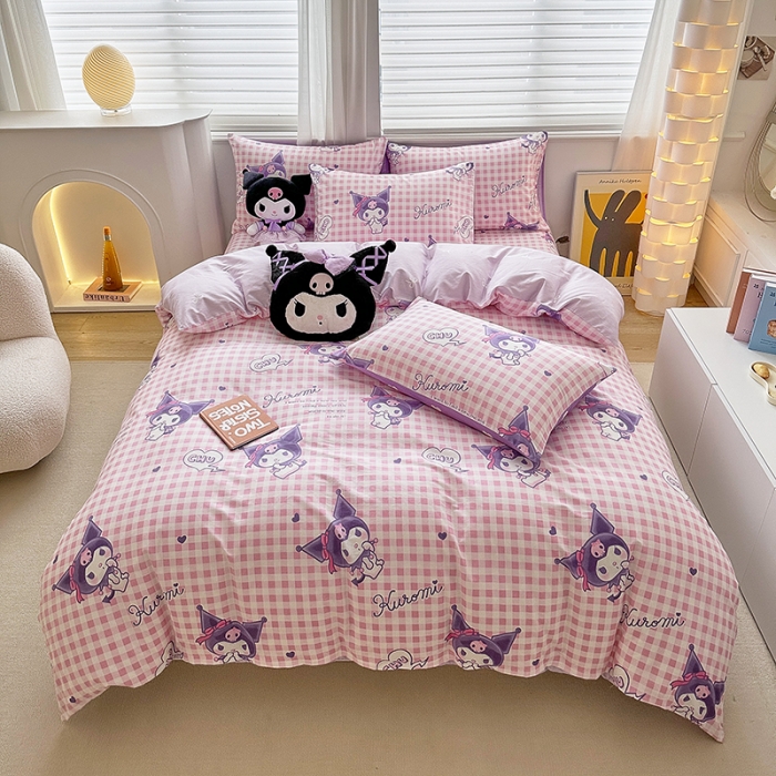 91家纺网 家纺一手货源 找家纺 爱丽丝 2024新款KT猫 三丽鸥全棉四件套套件系列 萌妞