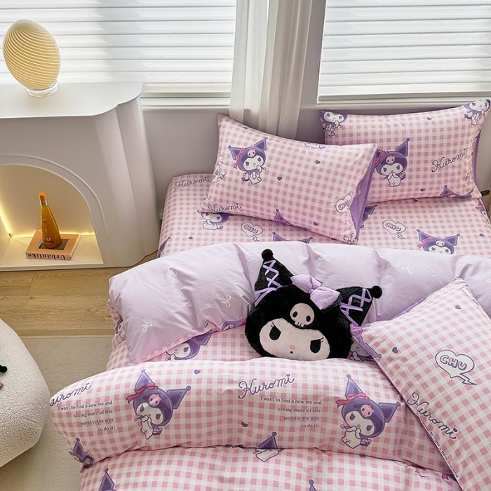 91家纺网 家纺一手货源 找家纺 爱丽丝 2024新款KT猫 三丽鸥全棉四件套套件系列 萌妞