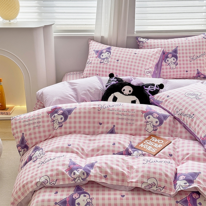 91家纺网 家纺一手货源 找家纺 爱丽丝 2024新款KT猫 三丽鸥全棉四件套套件系列 萌妞