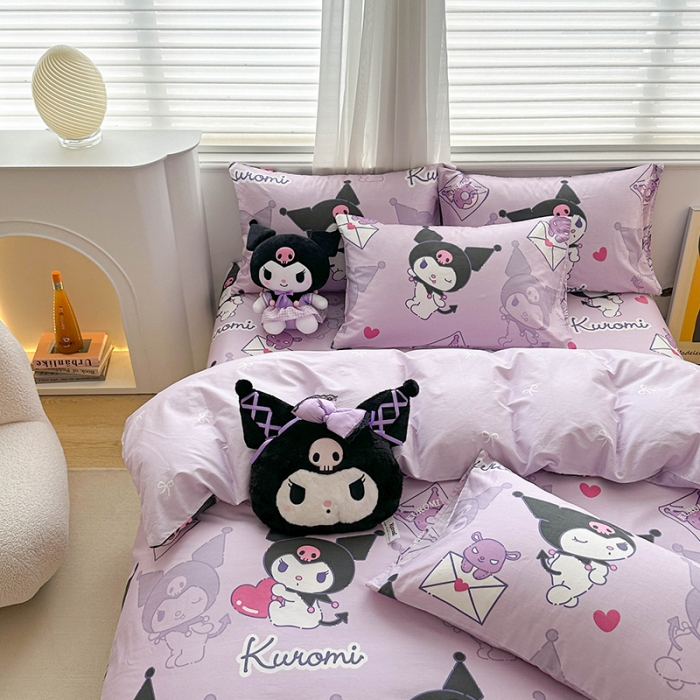 91家纺网 家纺一手货源 找家纺 爱丽丝 2024新款KT猫 三丽鸥全棉四件套套件系列 情书库洛米