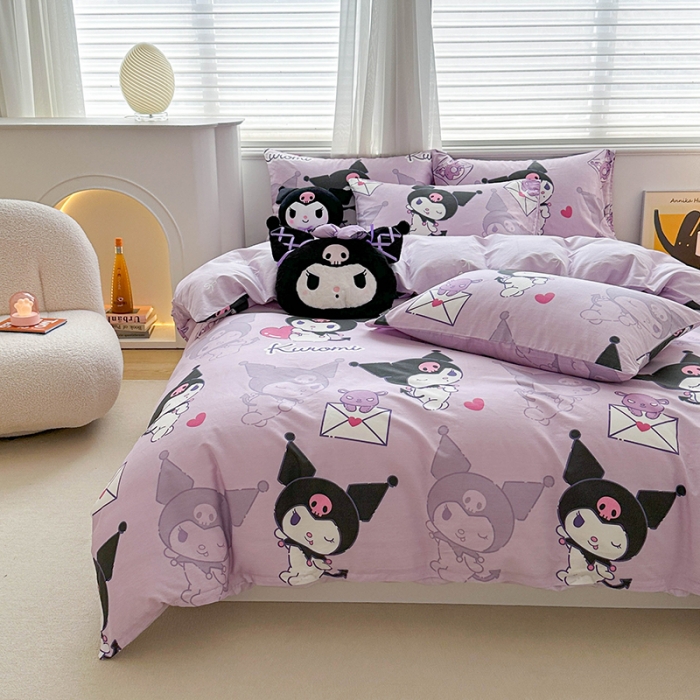 91家纺网 家纺一手货源 找家纺 爱丽丝 2024新款KT猫 三丽鸥全棉四件套套件系列 情书库洛米