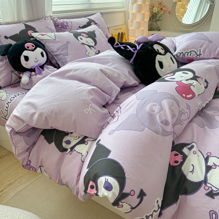 91家纺网 家纺一手货源 找家纺 爱丽丝 2024新款KT猫 三丽鸥全棉四件套套件系列 情书库洛米