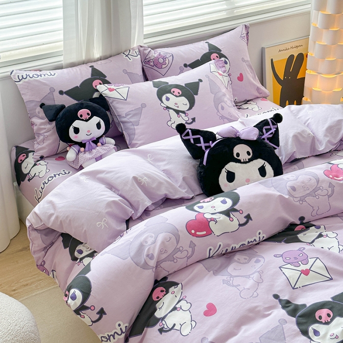 91家纺网 家纺一手货源 找家纺 爱丽丝 2024新款KT猫 三丽鸥全棉四件套套件系列 情书库洛米