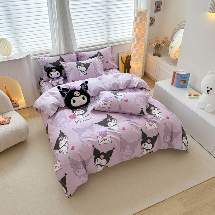 91家纺网 家纺一手货源 找家纺 爱丽丝 2024新款KT猫 三丽鸥全棉四件套套件系列 情书库洛米