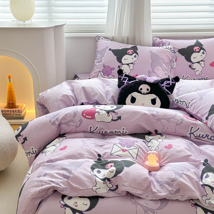 91家纺网 家纺一手货源 找家纺 爱丽丝 2024新款KT猫 三丽鸥全棉四件套套件系列 情书库洛米