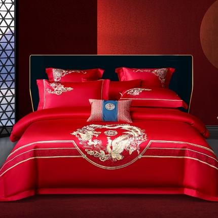 91家纺网 家纺一手货源 找家纺 高大尚 秋冬新品长绒棉囍嫁系列 龙凤纳福