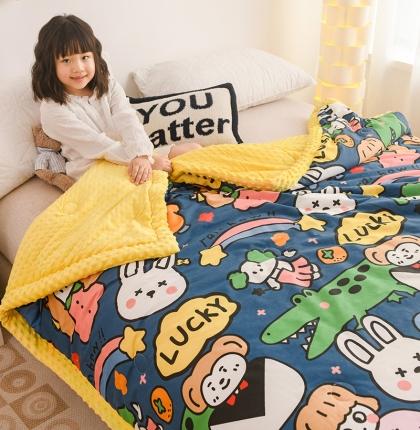 十九色 2024新款双人全棉夹棉安抚豆豆毯豆豆被 手绘浪漫