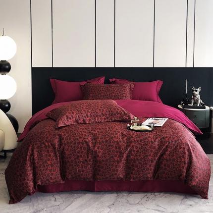 91家纺网 家纺一手货源 找家纺 红馆 2003新款轻奢高支棉臻品100支数码印花四件套--简约款 芳华