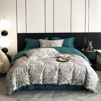 91家纺网 家纺一手货源 找家纺 红馆 2003新款轻奢高支棉臻品100支数码印花四件套--简约款 树屿