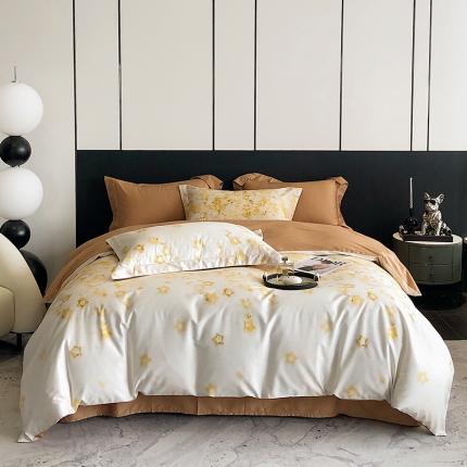 91家纺网 家纺一手货源 找家纺 (总)红馆 2003新款轻奢高支棉臻品100支数码印花四件套--简约款