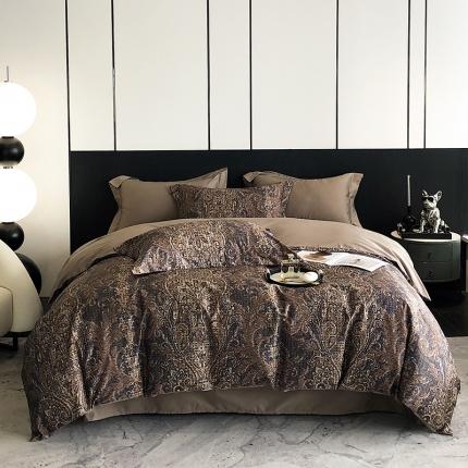 91家纺网 家纺一手货源 找家纺 (总)红馆 2003新款轻奢高支棉臻品100支数码印花四件套--简约款