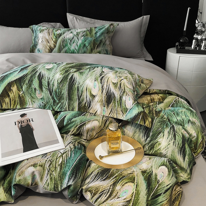 91家纺网 家纺一手货源 找家纺 (总)红馆 2003新款轻奢高支棉臻品100支数码印花四件套--简约款