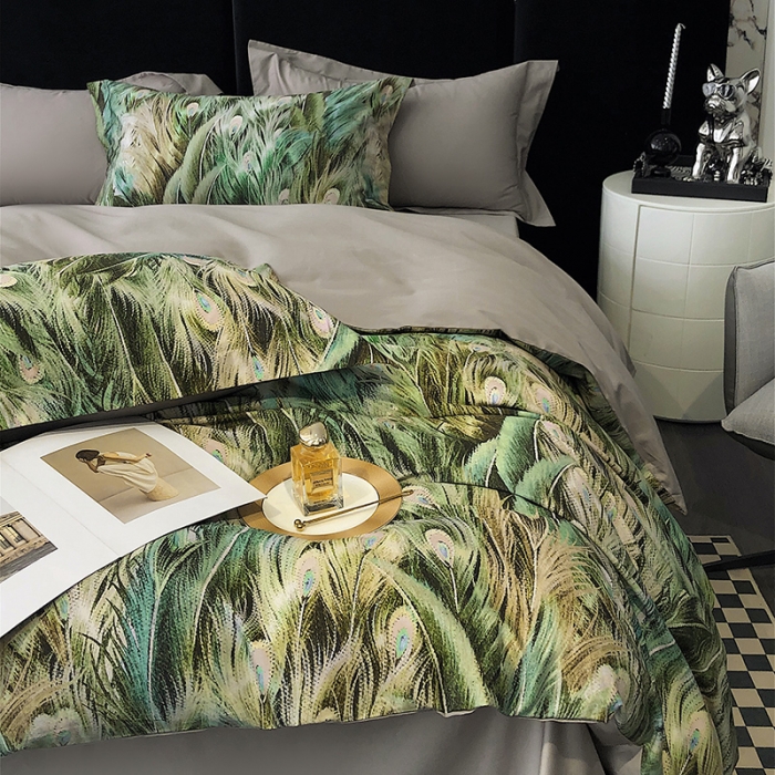 91家纺网 家纺一手货源 找家纺 红馆 2003新款轻奢高支棉臻品100支数码印花四件套--简约款 奥德莉