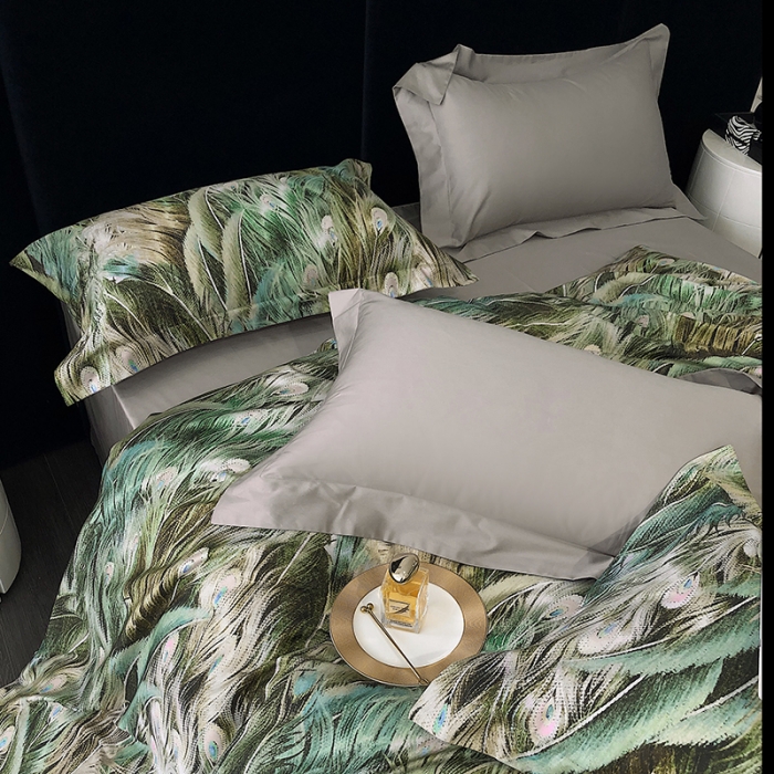 91家纺网 家纺一手货源 找家纺 红馆 2003新款轻奢高支棉臻品100支数码印花四件套--简约款 奥德莉