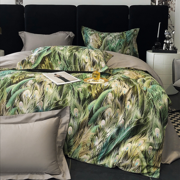 91家纺网 家纺一手货源 找家纺 红馆 2003新款轻奢高支棉臻品100支数码印花四件套--简约款 奥德莉