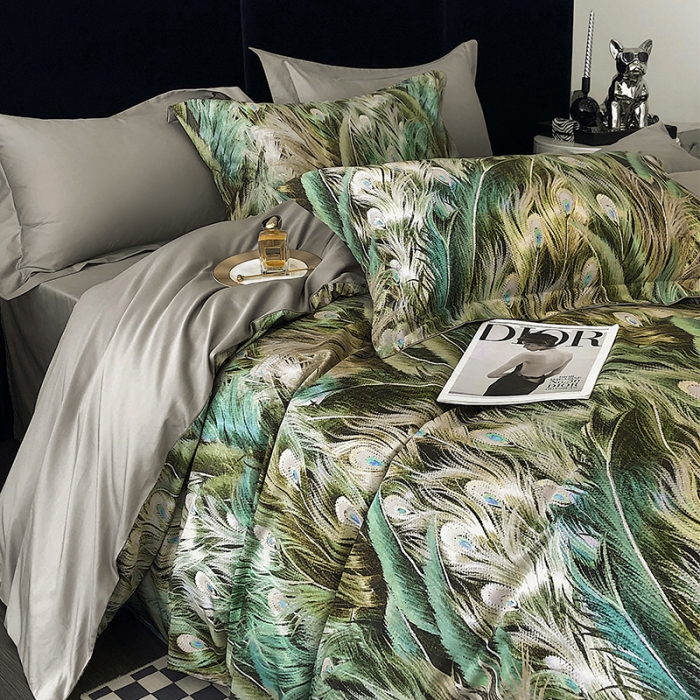 91家纺网 家纺一手货源 找家纺 红馆 2003新款轻奢高支棉臻品100支数码印花四件套--简约款 奥德莉