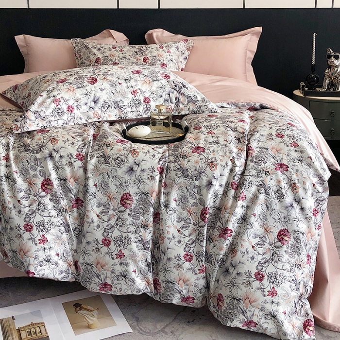 91家纺网 家纺一手货源 找家纺 红馆 2003新款轻奢高支棉臻品100支数码印花四件套--简约款 贝琳达