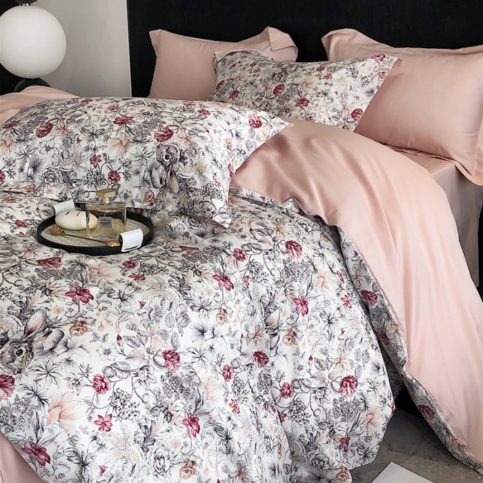 91家纺网 家纺一手货源 找家纺 红馆 2003新款轻奢高支棉臻品100支数码印花四件套--简约款 贝琳达