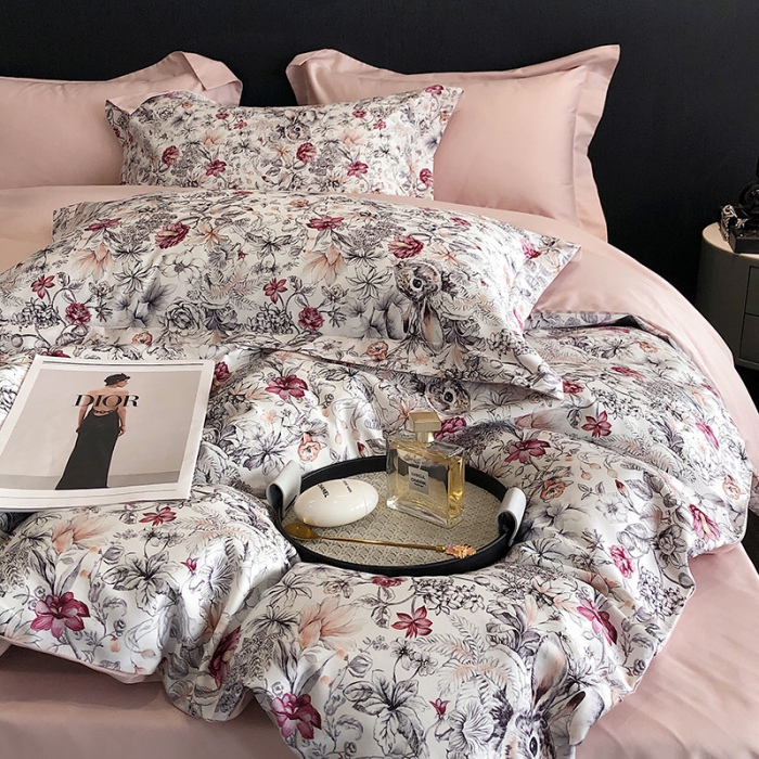 91家纺网 家纺一手货源 找家纺 红馆 2003新款轻奢高支棉臻品100支数码印花四件套--简约款 贝琳达