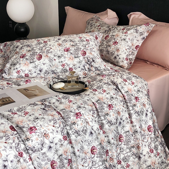 91家纺网 家纺一手货源 找家纺 红馆 2003新款轻奢高支棉臻品100支数码印花四件套--简约款 贝琳达