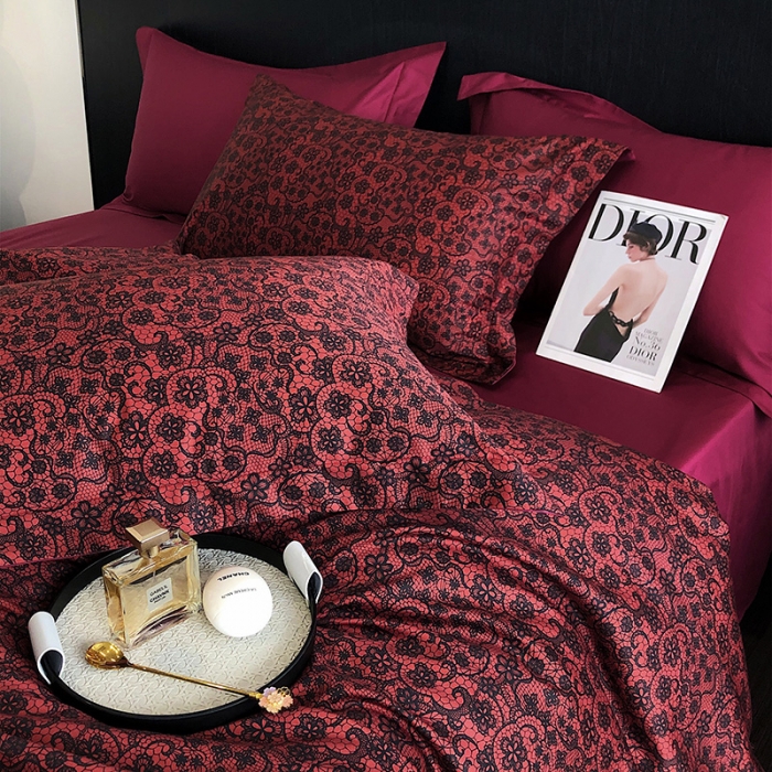 91家纺网 家纺一手货源 找家纺 红馆 2003新款轻奢高支棉臻品100支数码印花四件套--简约款 芳华