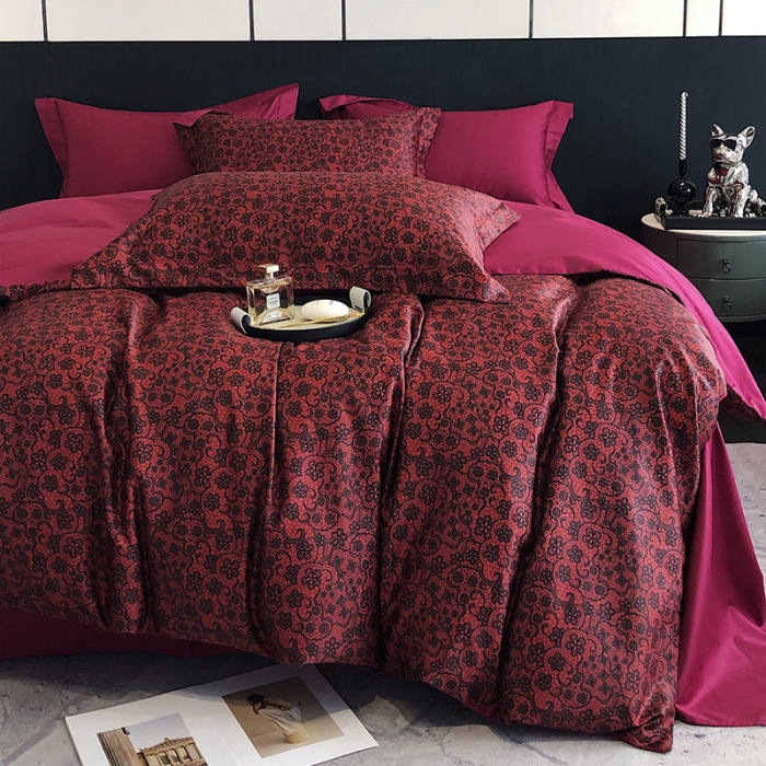 91家纺网 家纺一手货源 找家纺 红馆 2003新款轻奢高支棉臻品100支数码印花四件套--简约款 芳华