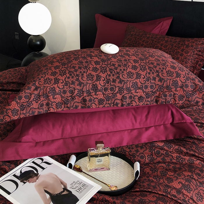 91家纺网 家纺一手货源 找家纺 红馆 2003新款轻奢高支棉臻品100支数码印花四件套--简约款 芳华