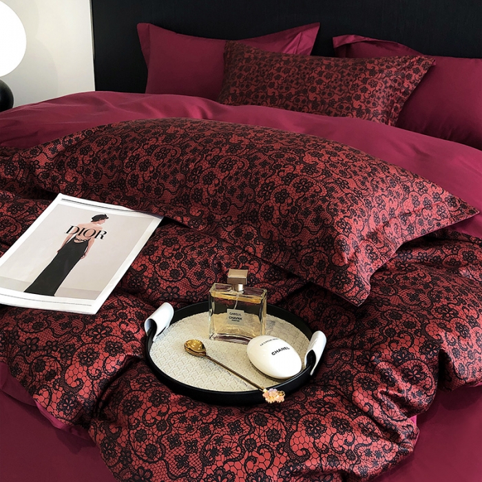 91家纺网 家纺一手货源 找家纺 红馆 2003新款轻奢高支棉臻品100支数码印花四件套--简约款 芳华