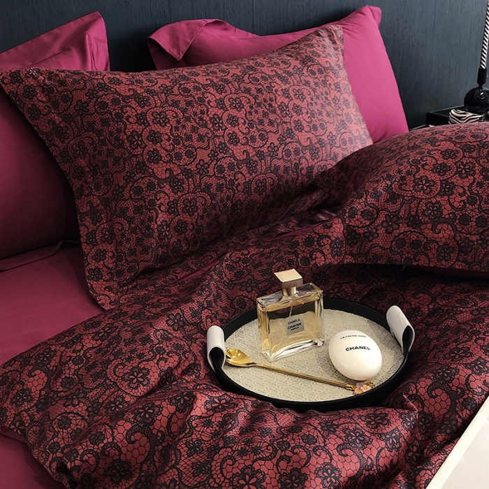 91家纺网 家纺一手货源 找家纺 红馆 2003新款轻奢高支棉臻品100支数码印花四件套--简约款 芳华