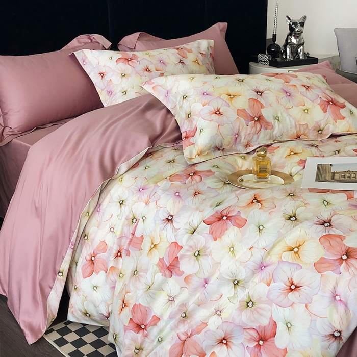 91家纺网 家纺一手货源 找家纺 红馆 2003新款轻奢高支棉臻品100支数码印花四件套--简约款 净若