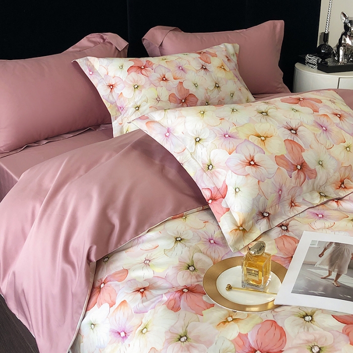 91家纺网 家纺一手货源 找家纺 红馆 2003新款轻奢高支棉臻品100支数码印花四件套--简约款 净若