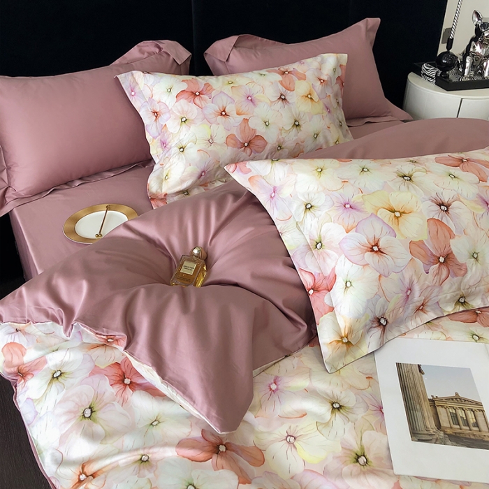 91家纺网 家纺一手货源 找家纺 红馆 2003新款轻奢高支棉臻品100支数码印花四件套--简约款 净若